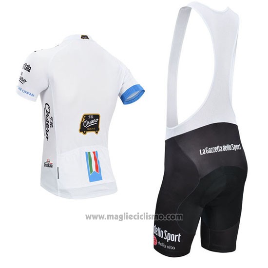 2014 Abbigliamento Ciclismo Giro d'Italia Bianco Manica Corta e Salopette